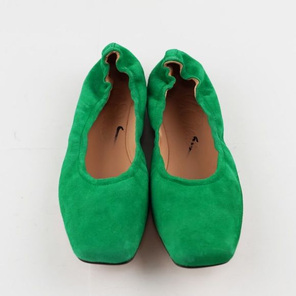 New J.CREW Size 6 Anya Scrunchie Ballet Flats in Suede Brilliant Kelly Green - Picture 3 of 6